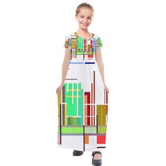 Business Finance Statistics Graphic Kids  Short Sleeve Maxi Dress by Simbadda