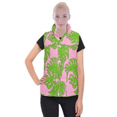 Leaves Tropical Plant Green Garden Women s Button Up Vest by Simbadda