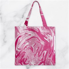 Marble Painting Texture Pattern Pink Zipper Grocery Tote Bag by Simbadda