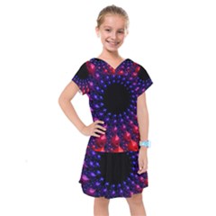 Red Purple 3d Fractals                   Kids  Drop Waist Dress by LalyLauraFLM