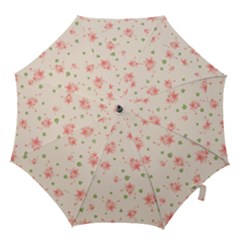 Pink Flowers Pattern Spring Nature Hook Handle Umbrellas (large) by TeesDeck