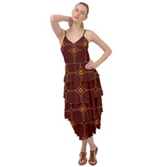 Background Pattern Design Geometric Brown Layered Bottom Dress by Sudhe