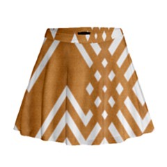 Wood Zigzag Texture Mini Flare Skirt by Bajindul