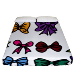 Bows Cartoon Ribbon Fitted Sheet (queen Size) by Bajindul