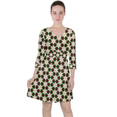 Pattern Flowers White Green Ruffle Dress by HermanTelo