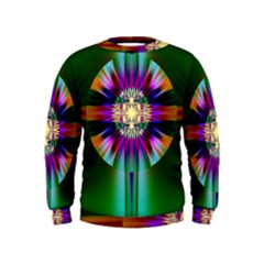 Abstract Art Fractal Creative Green Kids  Sweatshirt by Sudhe