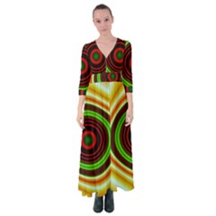 Digital Art Background Yellow Red Button Up Maxi Dress by Sudhe