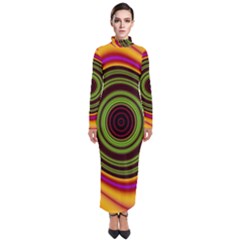 Digital Art Background Yellow Red Turtleneck Maxi Dress by Sudhe