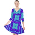 Abstract Artwork Fractal Background Blue Quarter Sleeve Front Wrap Dress View1