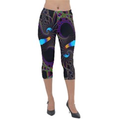 Fractal Artwork Abstract Background Lightweight Velour Capri Leggings  by Sudhe