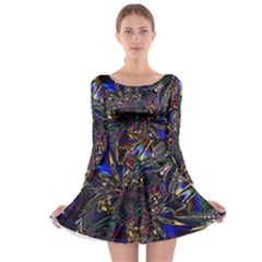 Art Design Colors Fantasy Abstract Long Sleeve Skater Dress by Sudhe