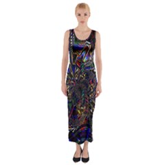 Art Design Colors Fantasy Abstract Fitted Maxi Dress by Sudhe