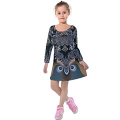 Fractal Art Artwork Design  Art Kids  Long Sleeve Velvet Dress by Pakrebo