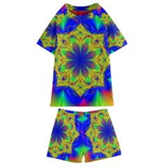 Digital Art Fractal Artwork Flower Kids  Swim Tee And Shorts Set by Pakrebo