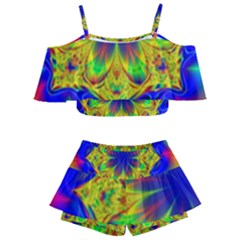 Digital Art Fractal Artwork Flower Kids  Off Shoulder Skirt Bikini by Pakrebo