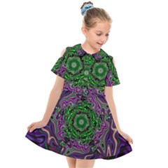 Digital Art Artwork Fractal Pattern Kids  Short Sleeve Shirt Dress by Pakrebo