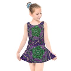 Digital Art Artwork Fractal Pattern Kids  Skater Dress Swimsuit by Pakrebo