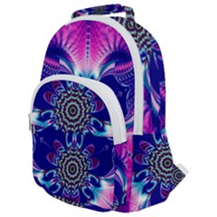 Artwork Art Fractal Flower Design Rounded Multi Pocket Backpack by Pakrebo