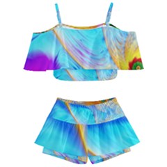 Artwork Digital Art Fractal Colors Kids  Off Shoulder Skirt Bikini by Pakrebo