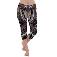 Abstract Art Artwork Fractal Design Lightweight Velour Capri Yoga Leggings by Pakrebo