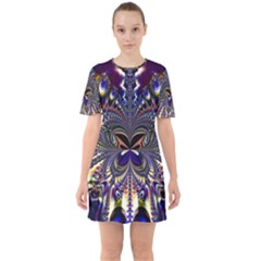 Abstract Art Artwork Fractal Design Art Pattern Sixties Short Sleeve Mini Dress by Pakrebo