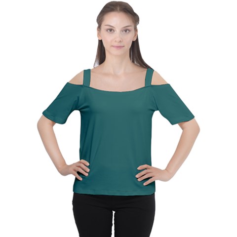 Teal Green Cutout Shoulder Tee by blkstudio