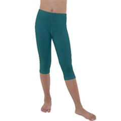 Teal Green Kids  Lightweight Velour Capri Leggings  by blkstudio