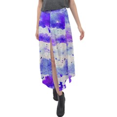 Watercolor Splatter Purple Velour Split Maxi Skirt by blkstudio