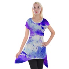 Watercolor Splatter Purple Short Sleeve Side Drop Tunic by blkstudio