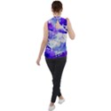 Watercolor Splatter Purple Mock Neck Chiffon Sleeveless Top View2