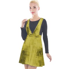 Watercolor Wash - Yellow Plunge Pinafore Velour Dress by blkstudio