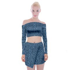 Branches Blue Off Shoulder Top With Mini Skirt Set by blkstudio