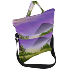 Digital Art Painting Landscape Fold Over Handle Tote Bag by Wegoenart