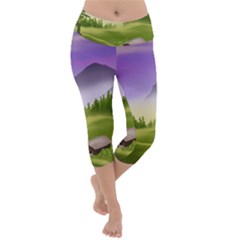 Digital Art Painting Landscape Lightweight Velour Capri Yoga Leggings by Wegoenart