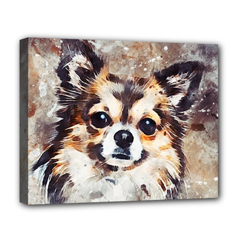 Chihuahua Dog Cute Pets Small Deluxe Canvas 20  X 16  (stretched) by Wegoenart