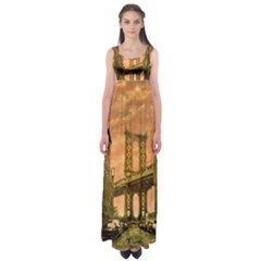 Architecture Buildings City Bridge Empire Waist Maxi Dress by Wegoenart