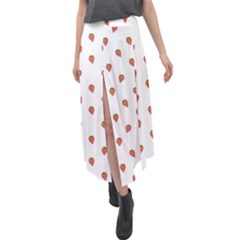 Cartoon Style Strawberry Pattern Velour Split Maxi Skirt by dflcprintsclothing