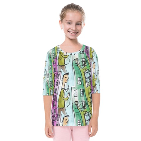 Seamless Repeating Tiling Tileable Kids  Quarter Sleeve Raglan Tee by Wegoenart