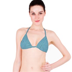 Lines Blue Repeating Textile Bikini Top by Wegoenart