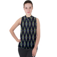 Colorful Diamonds Variation 2 Mock Neck Chiffon Sleeveless Top by bloomingvinedesign