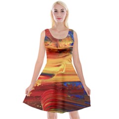 Rainbow Waves Reversible Velvet Sleeveless Dress by WILLBIRDWELL