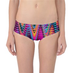 Multicolored Wave Distortion Zigzag Chevrons 2 Background Color Solid Black Classic Bikini Bottoms by EDDArt