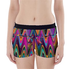 Multicolored Wave Distortion Zigzag Chevrons 2 Background Color Solid Black Boyleg Bikini Wrap Bottoms by EDDArt