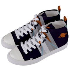 Rocket Space Universe Spaceship Women s Mid-top Canvas Sneakers by Pakrebo