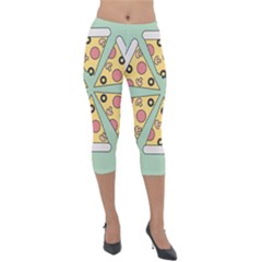 Pizza Slice Food Italian Lightweight Velour Capri Leggings  by Pakrebo