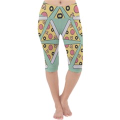 Pizza Slice Food Italian Lightweight Velour Cropped Yoga Leggings by Pakrebo