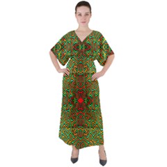 Hs C 1 V-neck Boho Style Maxi Dress by ArtworkByPatrick