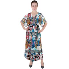 Tajah Olson Designs  V-neck Boho Style Maxi Dress by TajahOlsonDesigns