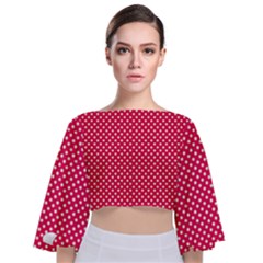 Red With White Polka Dots Tie Back Butterfly Sleeve Chiffon Top by VeataAtticus