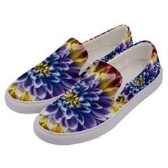 Rainbow Chrysanthemum Men s Canvas Slip Ons by bloomingvinedesign